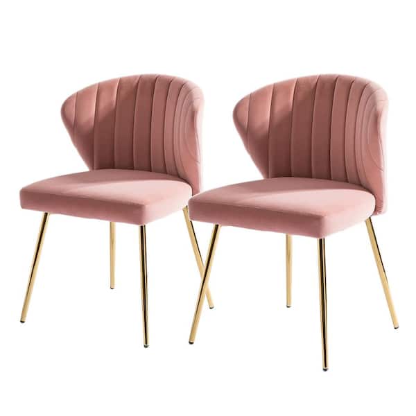 Jayden Creation Milia Pink Tufted, Pink Leather Chairs