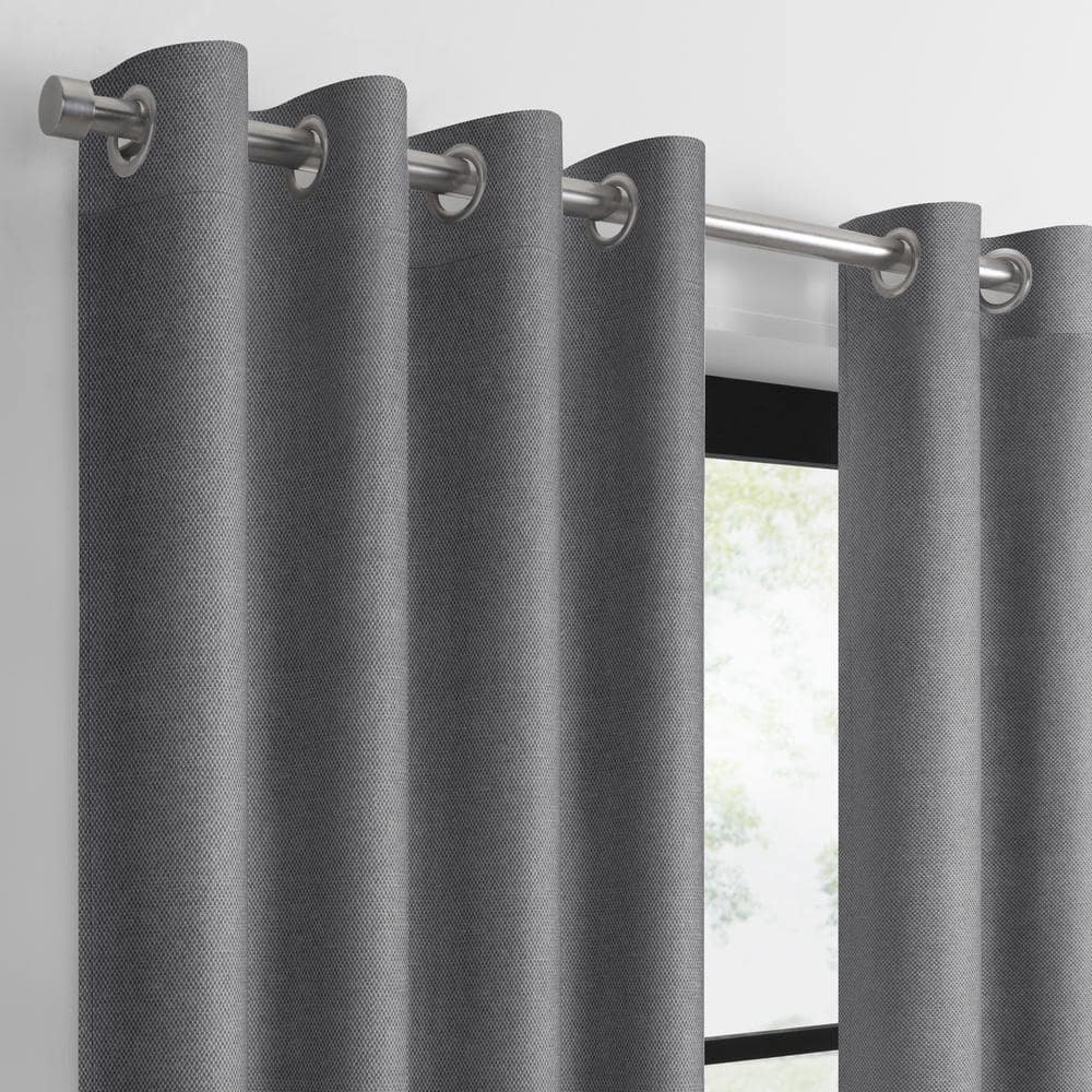 Larissa Dark Gray 84" Polyester Blackout Grommet Curtain Panel