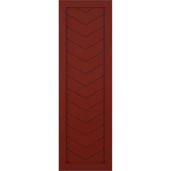 Ekena Millwork 15 in. x 55 in. True Fit PVC Single Panel Chevron Style Fixed Mount Board and Batten Shutters, Pepper Red (Per Pair)