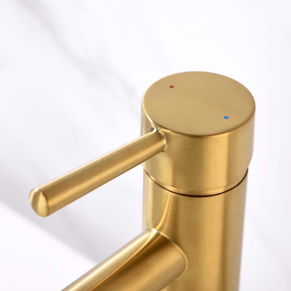 Brushed Gold Single Handle Bathroom Faucet with Pop-Up Drain