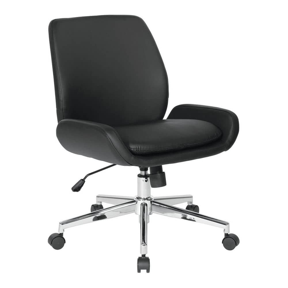 Faux Leather Seat Adjustable Height Executive Chair in Black with Adjustable Arms