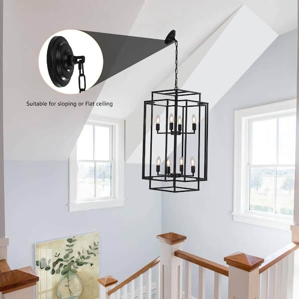 Sunpez 18 in. W 8-Lights Industrial Farmhouse Tiered Chandelier