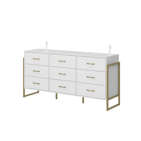 FUFU&GAGA Contemporary/Modern White Sideboard with 7 Drawers - Ample Storage Space - Durable Construction - Multi-Purpose Cabinet