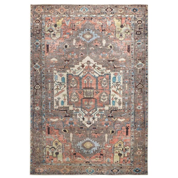 HomeRoots 5 x 8 Taupe and Ivory Floral Area Rug