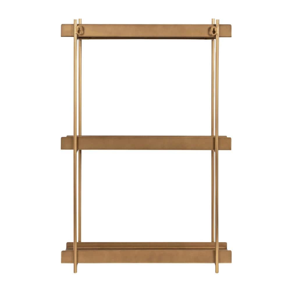 Gold Metal 3-Tier Floating Wall Shelf