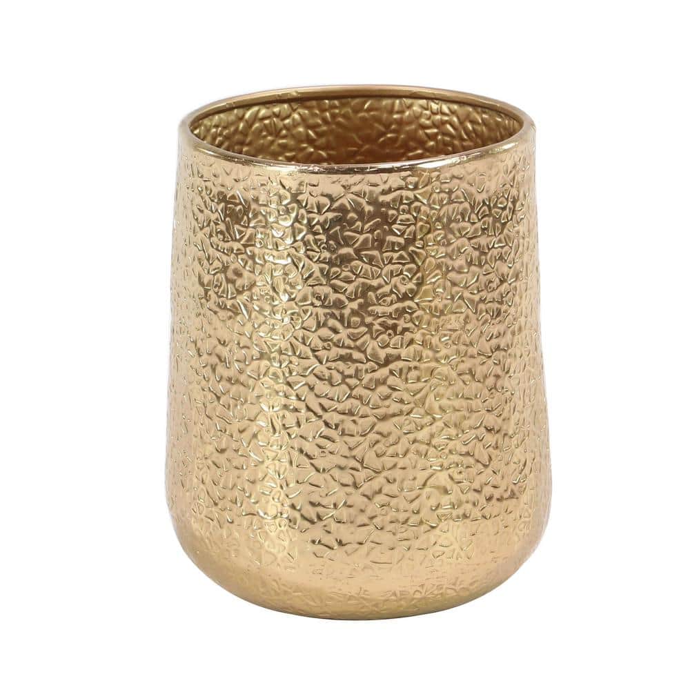 Gold Hammered Aluminum Indoor Outdoor Planter Set of 3