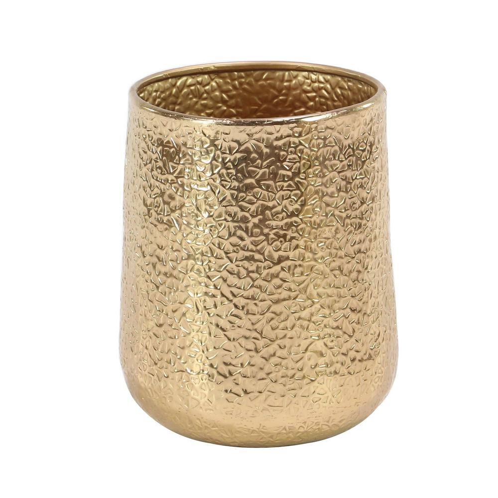 Gold Hammered Aluminum Indoor Outdoor Planter Set of 3