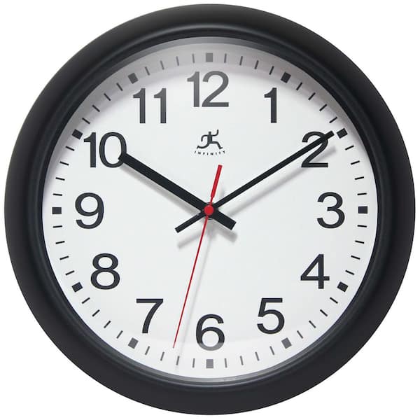 Infinity Instruments Director Black Analog Plastic Wall Clock, 12 in.
