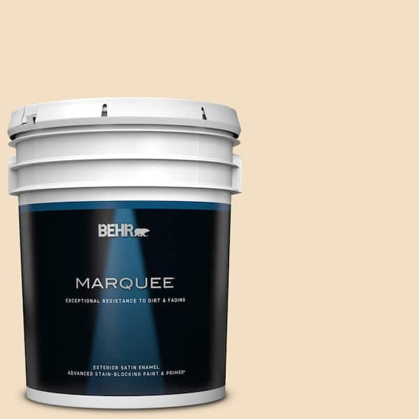 BEHR MARQUEE 5 gal. #22 Navajo White Satin Enamel Exterior Paint & Primer