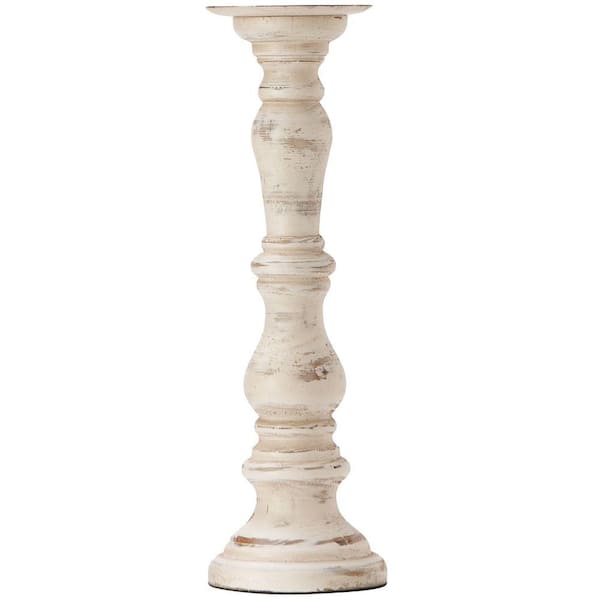 Unbranded 15 in. H Distressed Cream Candle Holder