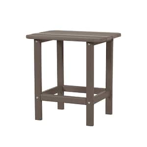 18 in. Solid Brown Outdoor Square Side Table Patio End Table