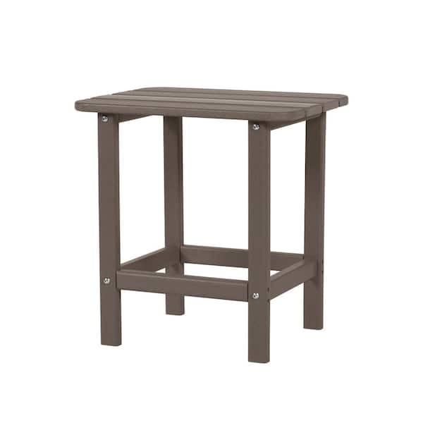 Aoodor 18 in. Solid Brown Outdoor Rectangle Side Table Patio End Table