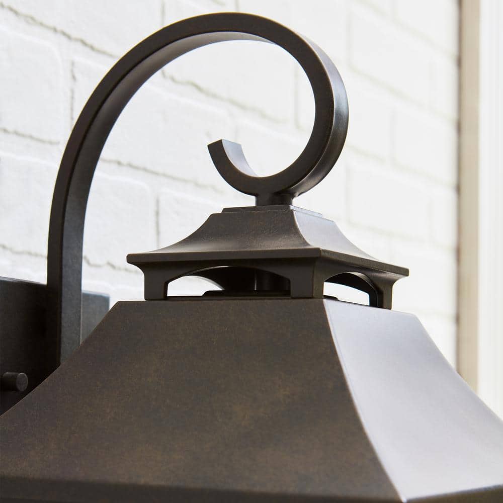 Galena Sable Finish 3-Light Outdoor Lantern with Clear Seeded Glass