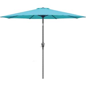 9 ft. Steel Metal Market Crank and Tilt Patio Umbrella in Blue