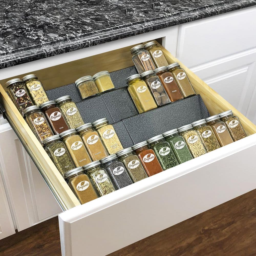 Expandable Silver Steel 4-Tier Spice Rack Organizer