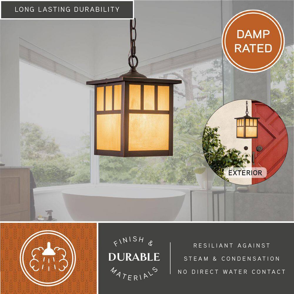 Mission Burnished Bronze Mini Pendant with Honey Opal Glass