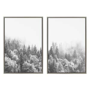 Forest On A Foggy Day by The Creative Bunch Studio Framed Nature Canvas Wall Art Print 33 in. x 23 in. (Set of 2)
