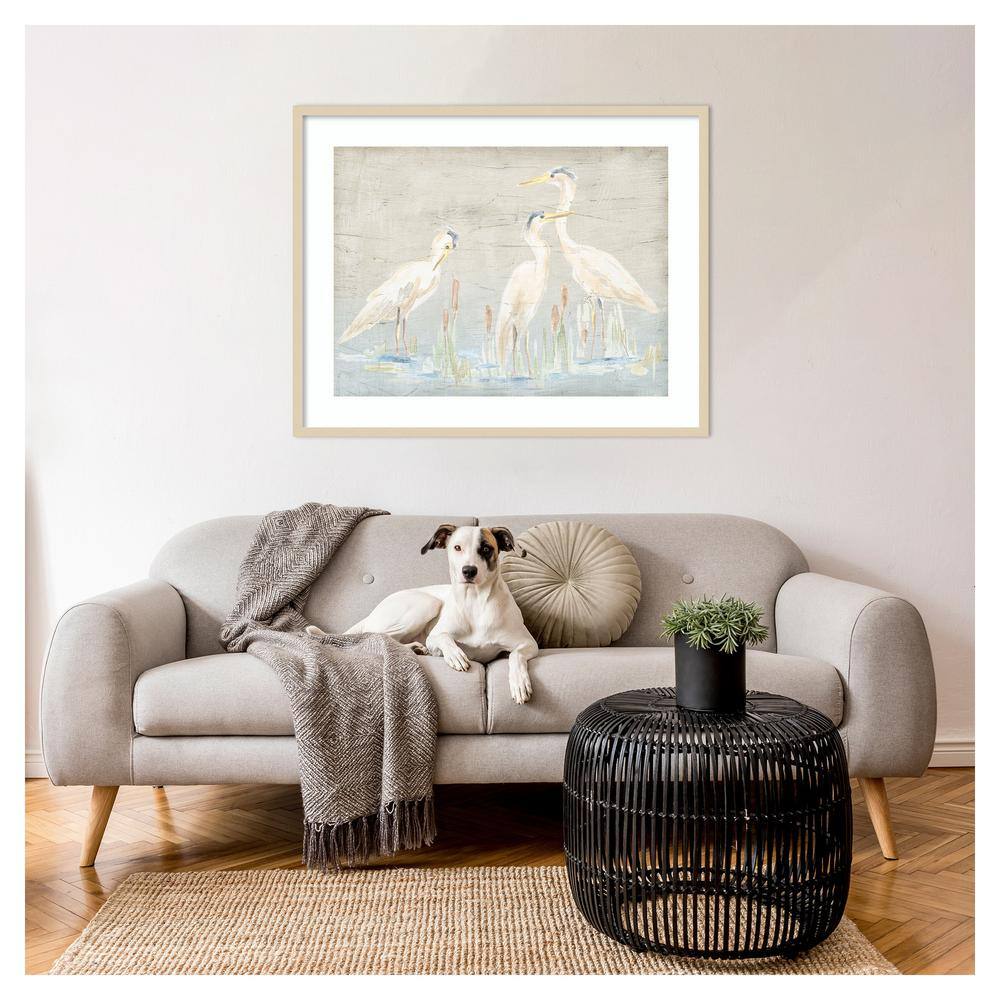 Driftwood Waterbirds II Natural Wood Framed Wall Art Print