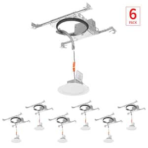 6 in. Selectable CCT Integrated LED White Canless Wafer With New Construction Mounting Frame, (6-Pack) Light Kit