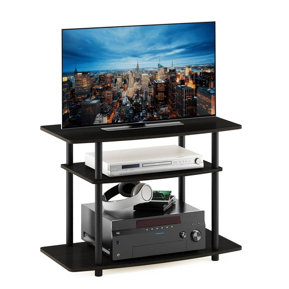 Espresso Black PVC Composite 3-Tier TV Stand with Mount