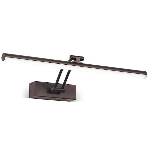Wireless Rechargeable 16 in. Wall Mounted Curved Arm Bronze LED Picture Light with Remote Control