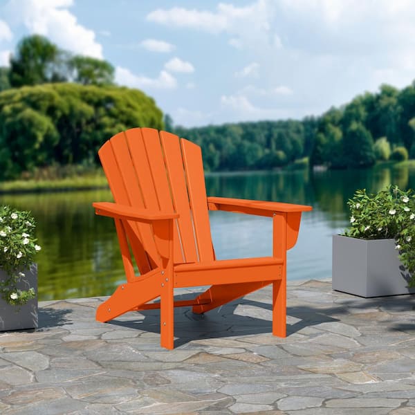 Mason Orange Poly Plastic Outdoor Patio Classic Adirondack Chair, Fire Pit Chair