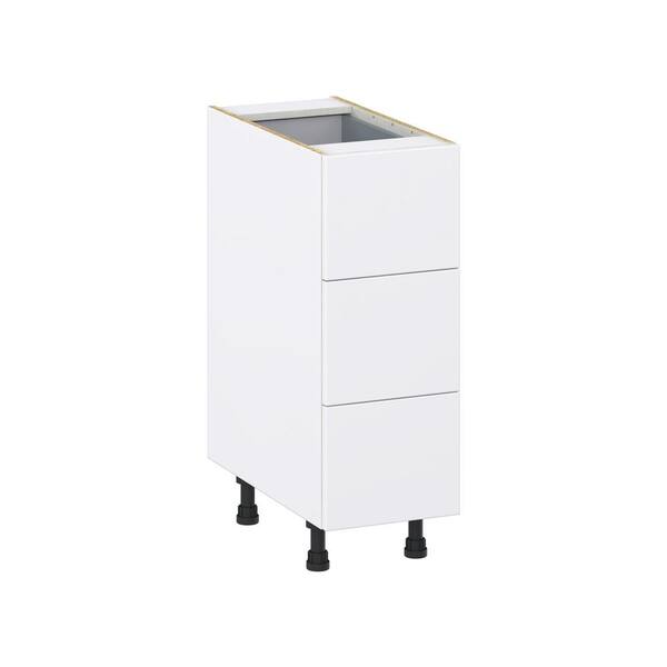 J COLLECTION Fairhope Bright White Slab Assembled Base Kitchen Cabinet with 10 in. Drawer (12 in. W X 34.5 in. H X 24 in. D)