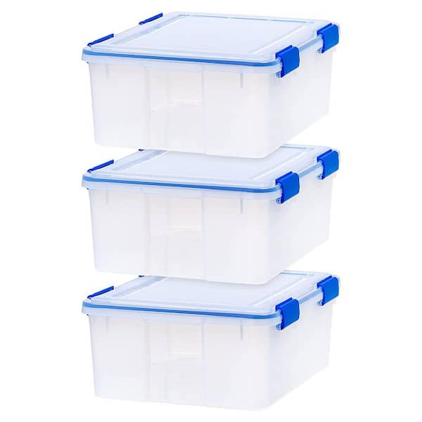Unbranded 30 qt. Plastic Storage Bin with Lid in Clear (3-Pack)