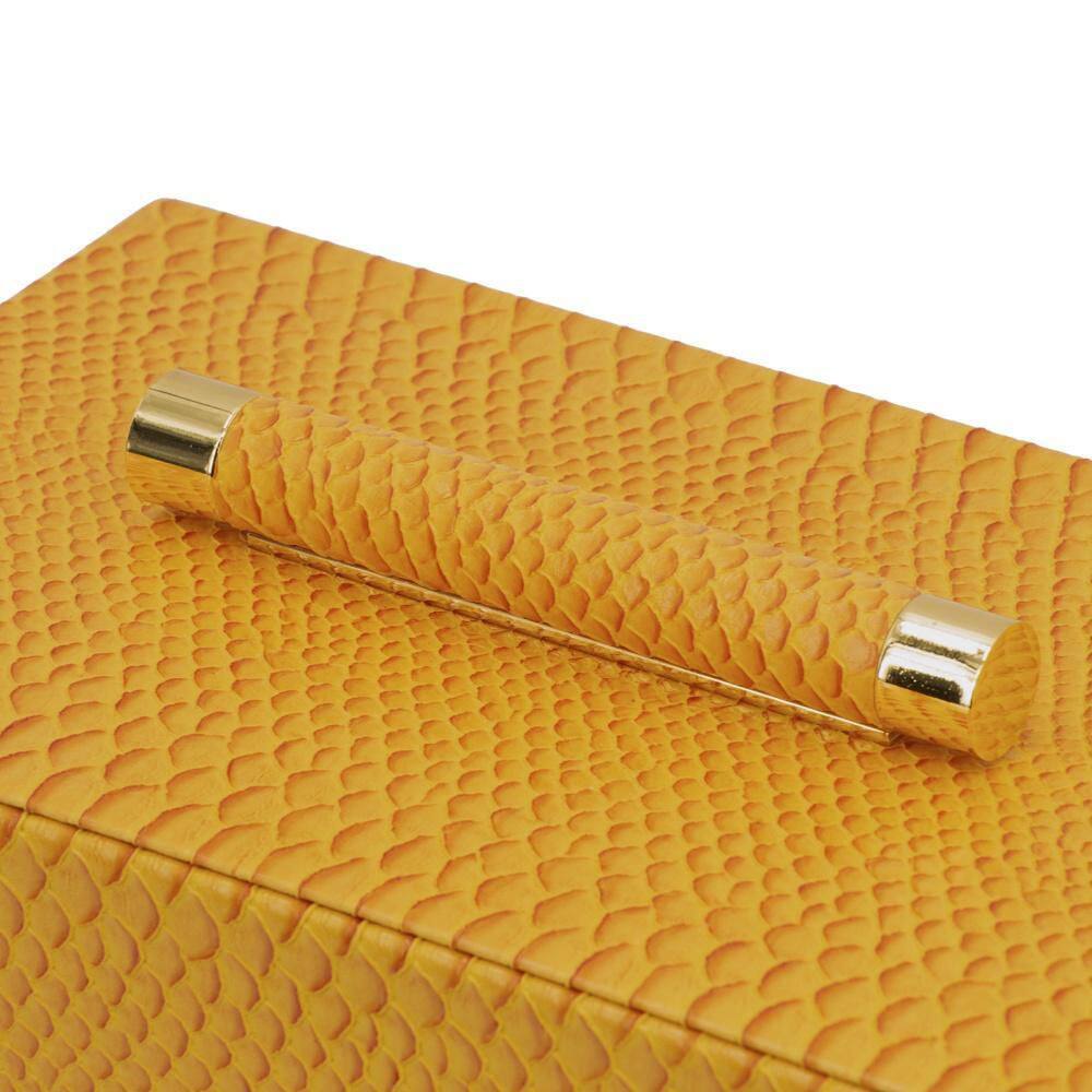 Yellow Faux Leather Croco Texture Lidded Box Set