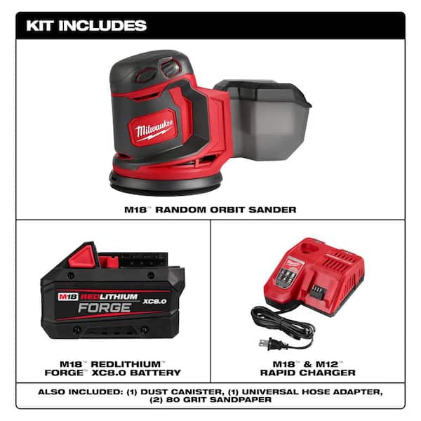 M18 18V Lithium-Ion Cordless 5 in. Random Orbit Sander w/ 8.0 Ah Battery & Charger