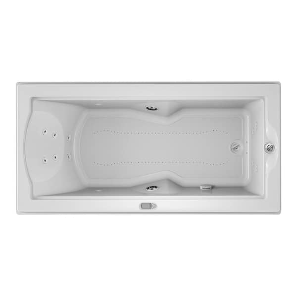 JACUZZI Fuzion Salon Spa 70.7 in. x 35.4 in. Rectangular Combination Bathtub with Right Drain in White