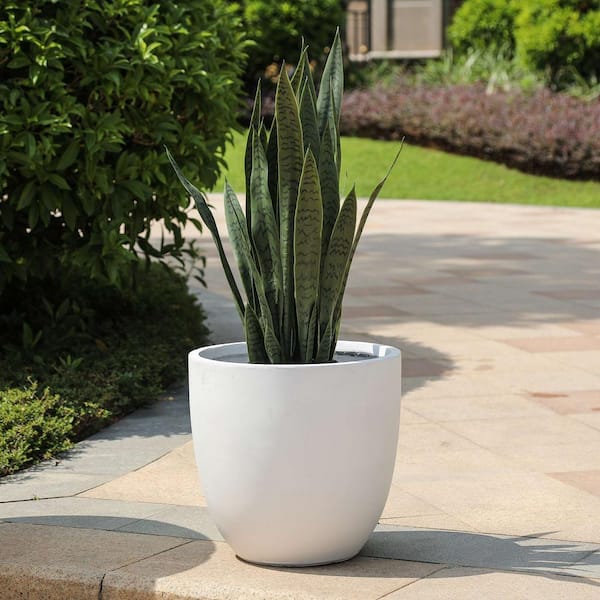 17.2 in. H Round Tapered White MgO Composite Planter Pot