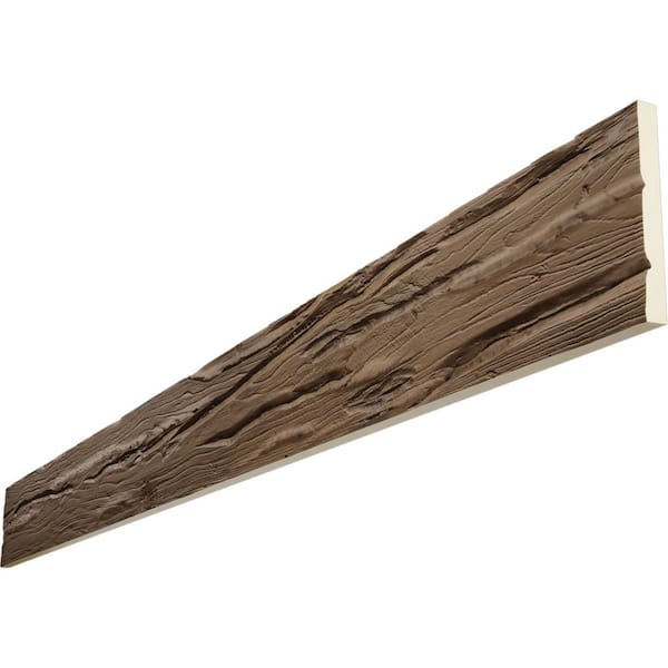 Ekena Millwork Endurathane 1 in. H x 4 in. W x 8 ft. L Riverwood Honey Wheat Faux Wood Beam Plank