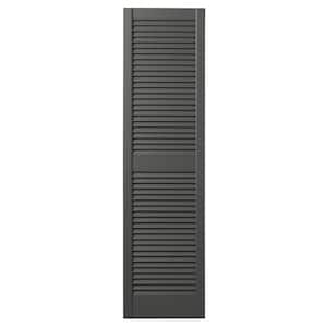 12 in. x 59 in. Open Louvered Polypropylene Shutters Pair in Spanish Moss