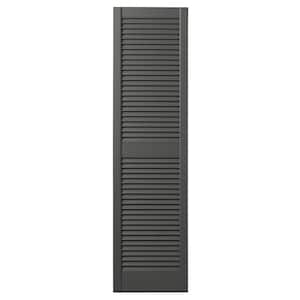 15 in. x 55 in. Open Louvered Polypropylene Shutters Pair in Spanish Moss