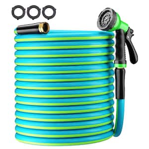 Garden Hose 5/8 in. x 100 ft. with 10 Function Sprayer Nozzle Light-Weight Duty Contractor PVC Water Hose