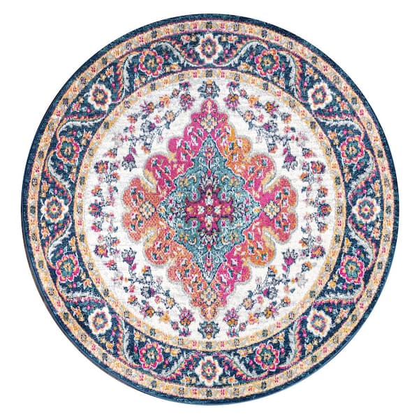Bohemian Flair Boho Vintage Blue/Multi 6 ft. Round Medallion Area Rug