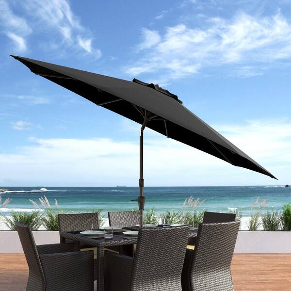 corliving gray black patio umbrella stand Base with Wheels With 12 different colors Stay Chic with Corliving's Latest