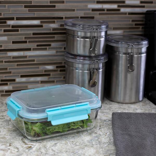 Spill Proof Borosilicate Glass Food Storage Dishwasher Safe Meal Prep Storage Container With Air Tight Plastic Lid Hdc62748 The Home Depot