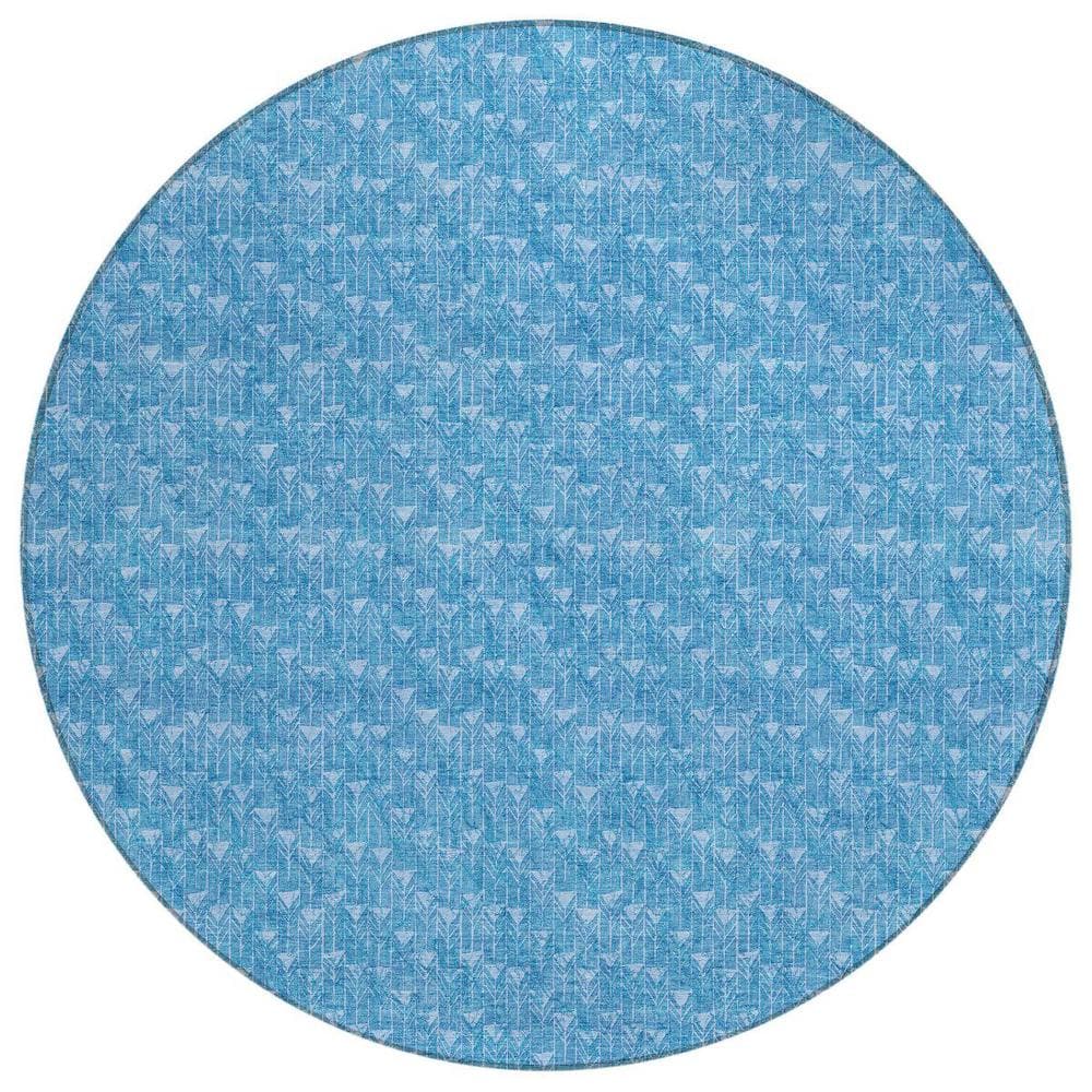 Blue 8 ft. Round Geometric Indoor / Outdoor Area Rug price history on PriceWatchPro
