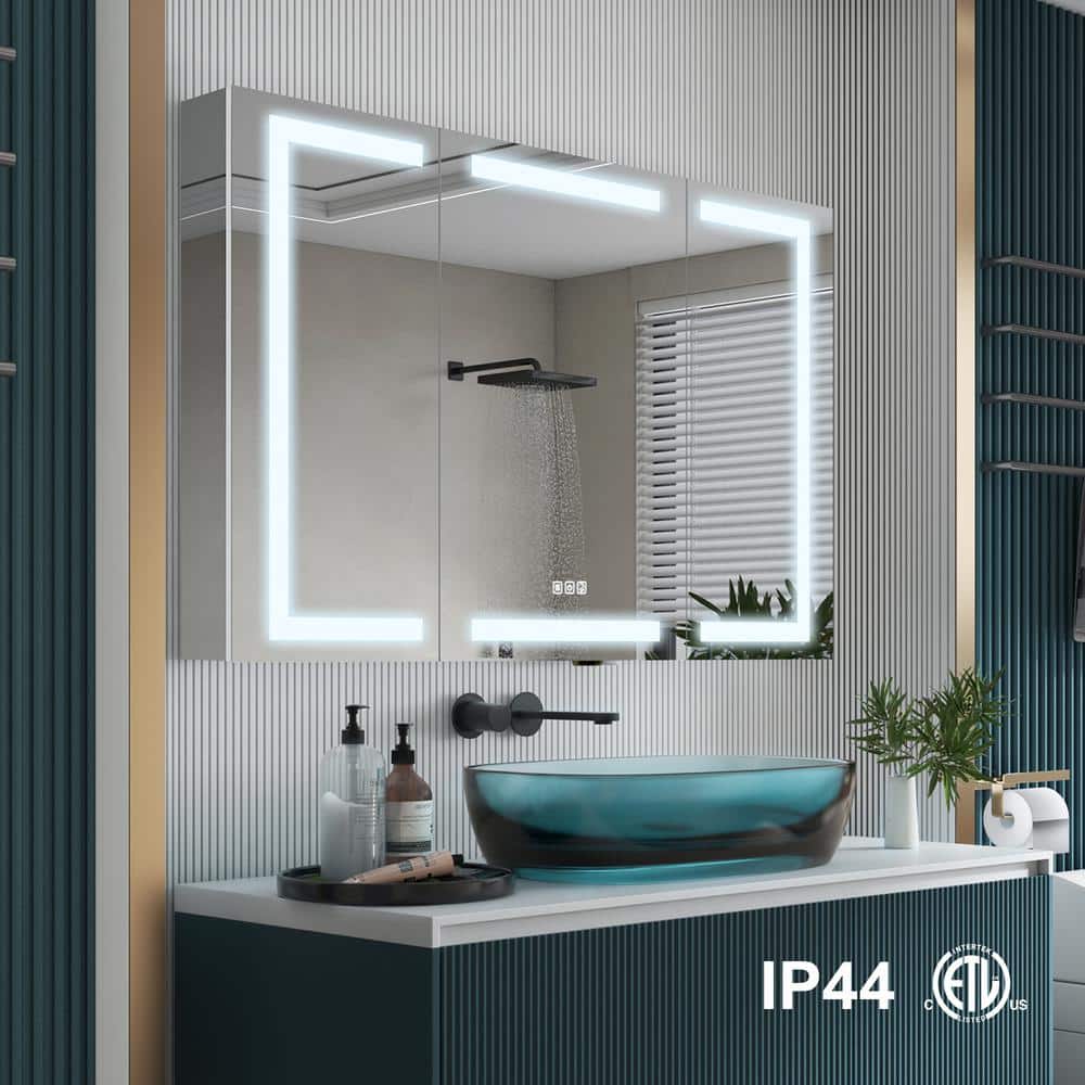 48 in. W x 30 in. H Rectangular Aluminum LED Light Medicine Cabinet with Mi