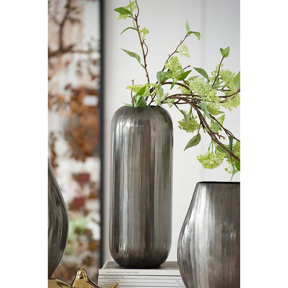 7 in. x 7 in. x 17 in. Metal Aluminum Shape Cylinder Decorative