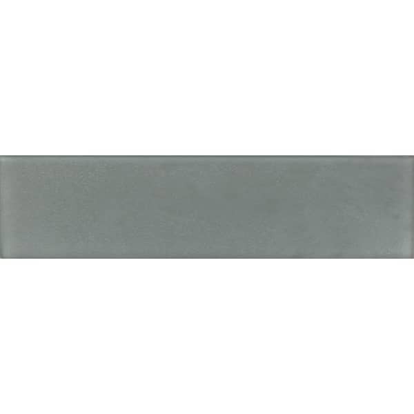 Apollo Tile Gray 3 in. x 12 in. Matte Finished Glass Mosaic Tile Sample (0.25 sq. ft./Piece)