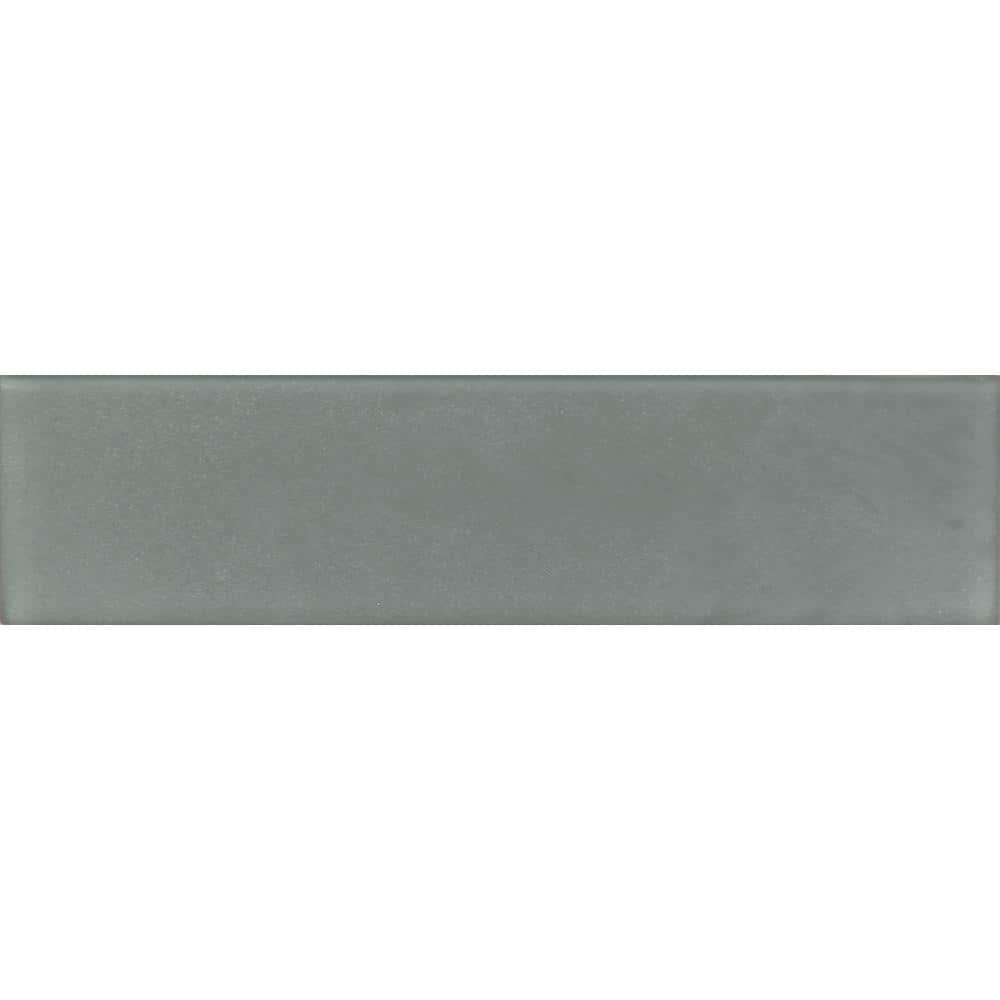 Apollo Tile Gray 3 in. x 12 in. Matte Finished Glass Mosaic Tile Sample
