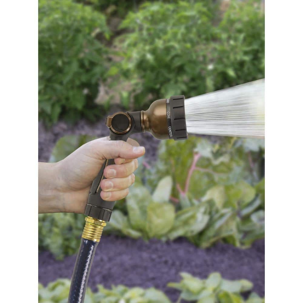 Orbit 7-Pattern Black and Bronze Thumb Control Water Nozzle