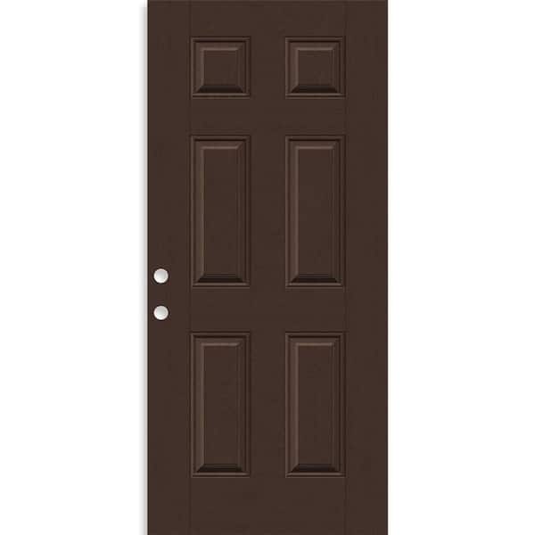 Steves & Sons Regency 36 in. x 80 in. Right-Handed 6 Panel Chestnut Stain Mahogany Fiberglass Front Door Slab