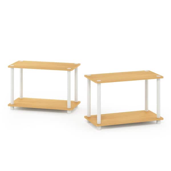 Furinno Turn-N-Tube Beech End Table with Shelf (2-Pack)