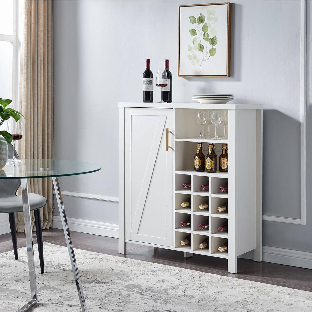 White Wood 36'' Farmhouse Wine Bar Cabinet