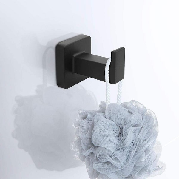 Acehoom 4-Piece Bath Hardware Set with 17 in. Towel Bar Towel Ring Toilet Paper Holder and Towel Hook in Matte Black