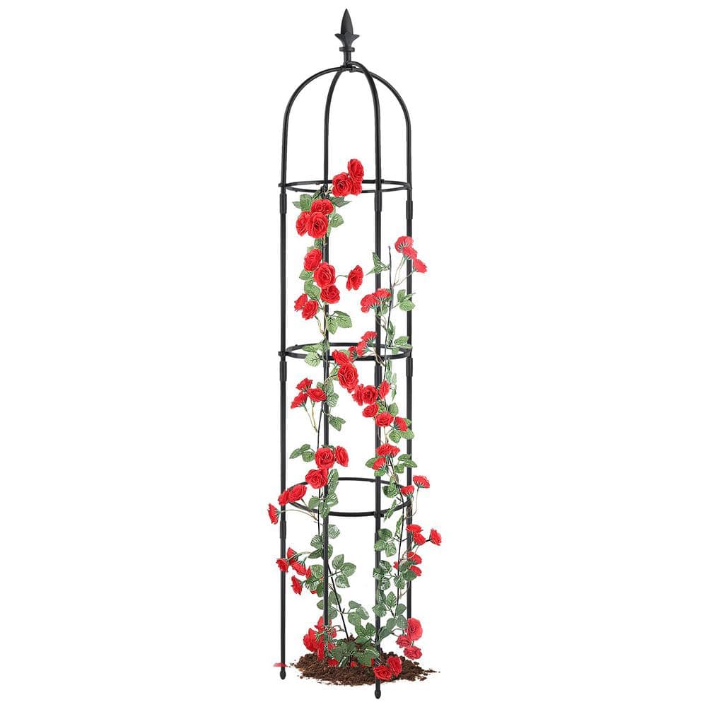 69 in. H Black Garden Obelisk Trellis